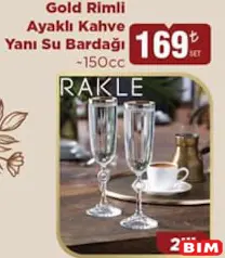 RAKLE GOLD RİMLİ AYAKLI KAHVE YANI SU BARDAĞI 150 CC 2'Lİ RAKLE GOLD RİMLİ AYAKLI KAHVE YANI SU BARDAĞI 150 CC 2'Lİ